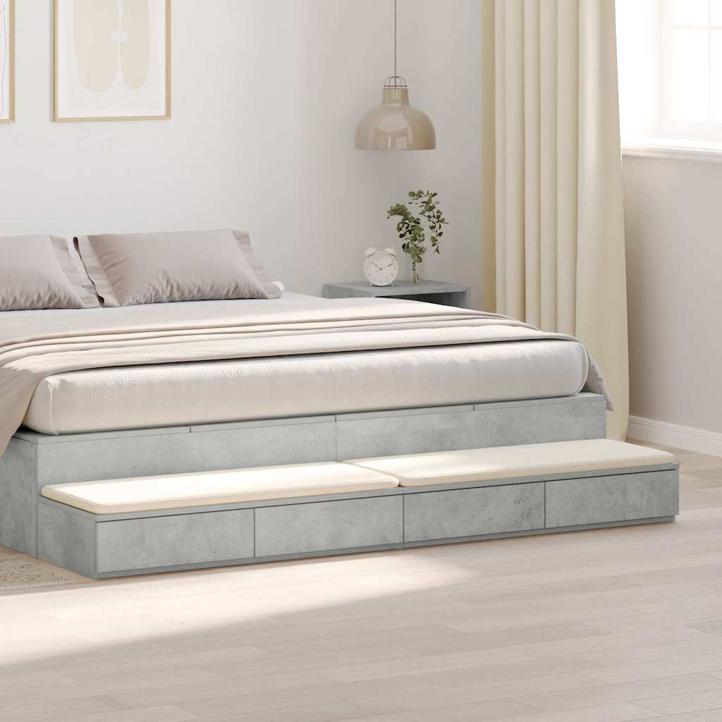 Bed Drawers Concrete grey 180 x 36.5 x 16.5 cm Engineered wood