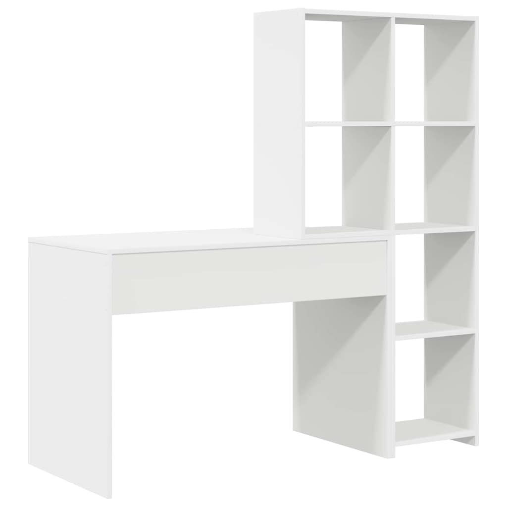 Desk with Shelf White 138.5 x 55 x 143 cm Engineered wood