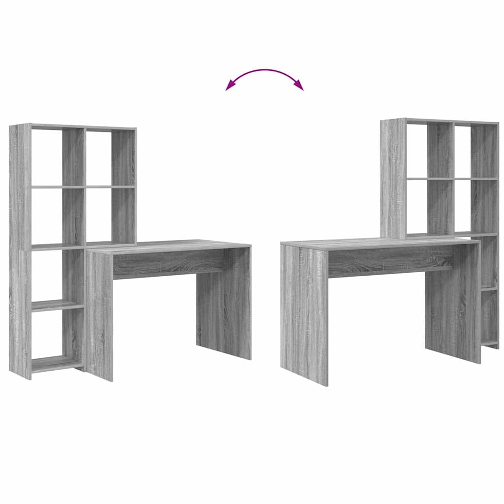 Desk with Shelf Grey sonoma 138.5 x 55 x 143 cm Engineered wood