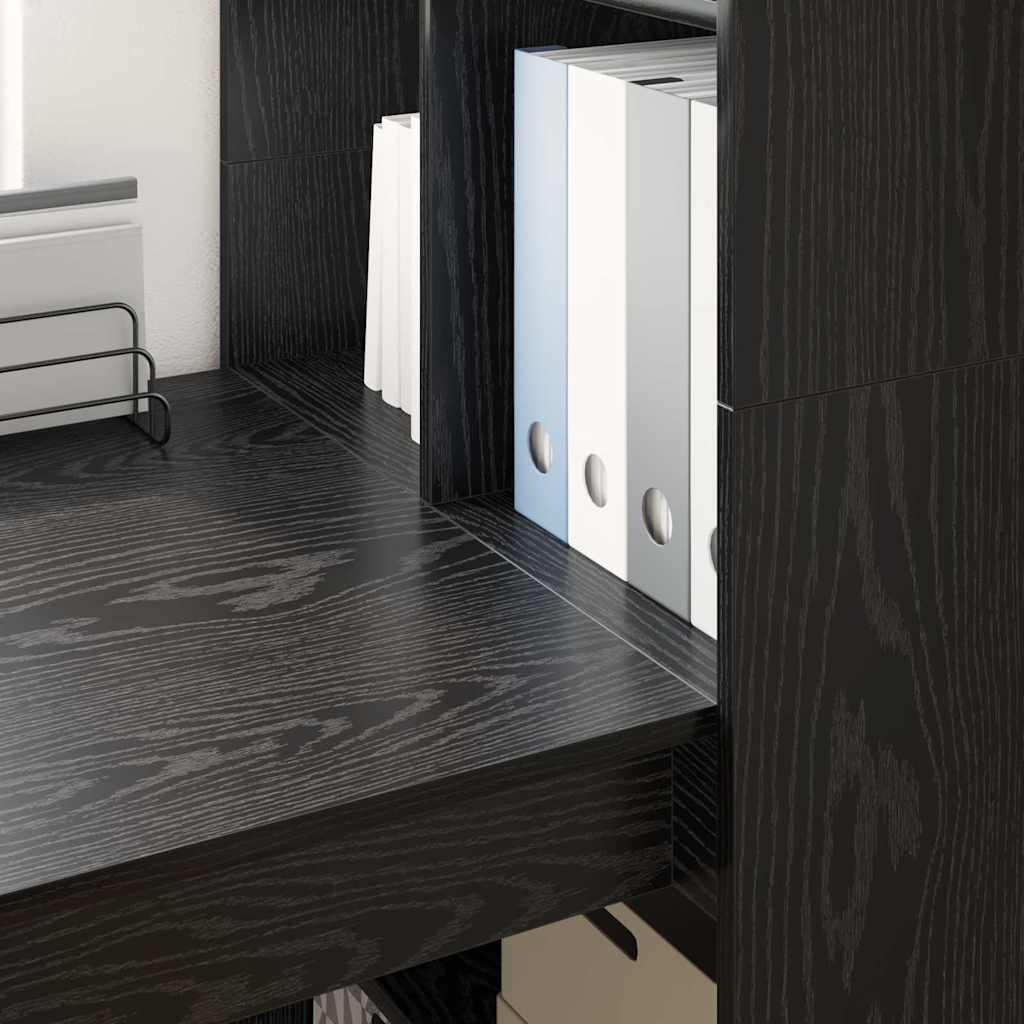 Desk with Shelf Black oak 122 x 67 x 145 cm Engineered Wood