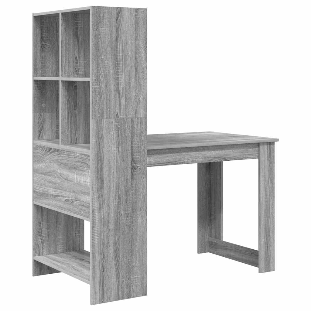 Desk with Shelf Grey Sonoma 122 x 67 x 145 cm Engineered Wood