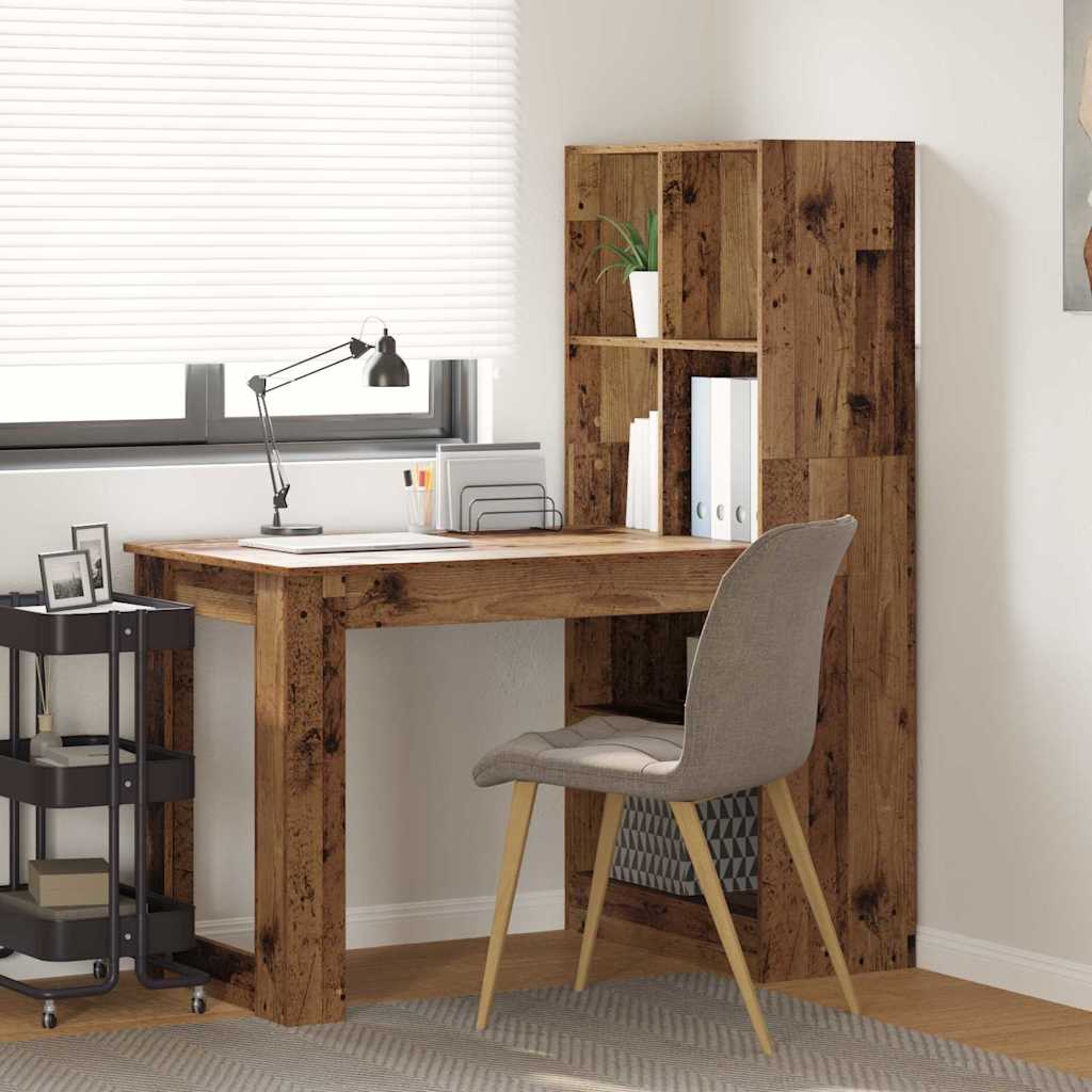 Desk with Shelf Old Wood 122 x 67 x 145 cm Engineered Wood