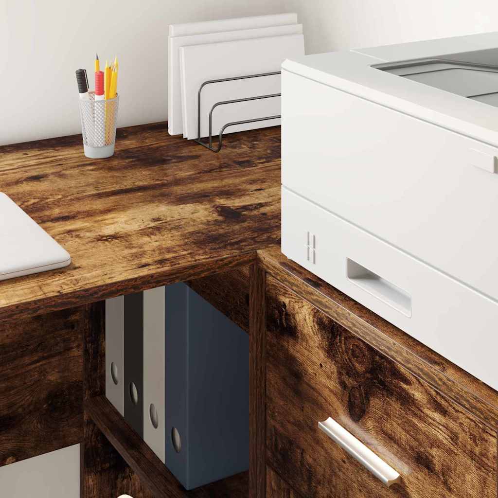 Corner Desk Smoked Oak 102 x 50 x 75 cm Engineered wood