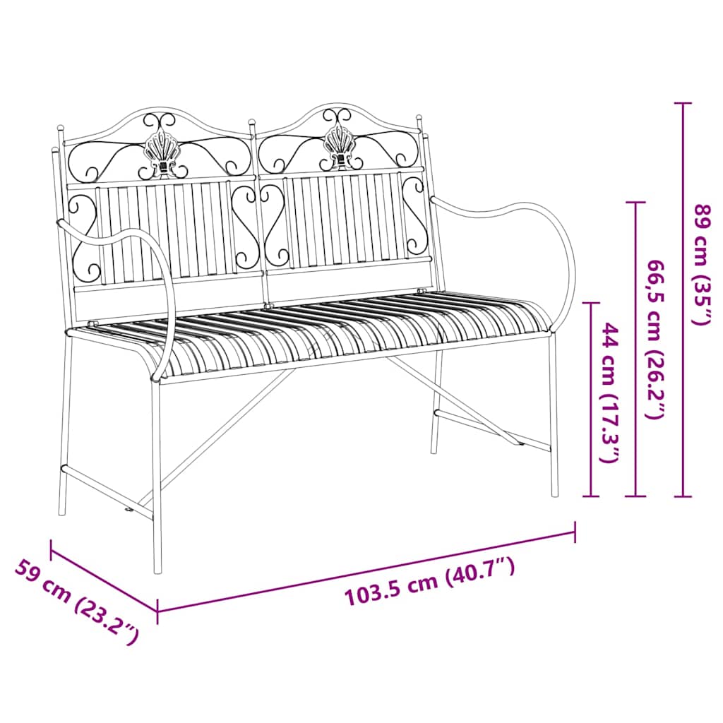 Garden Bench White 104 x 54 x 93cm Steel