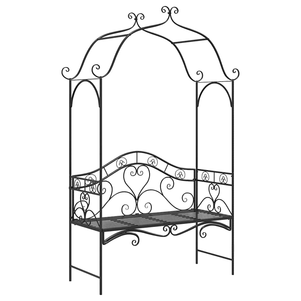 Garden Bench with Cushion Black 104 x 54 x 93cm Steel