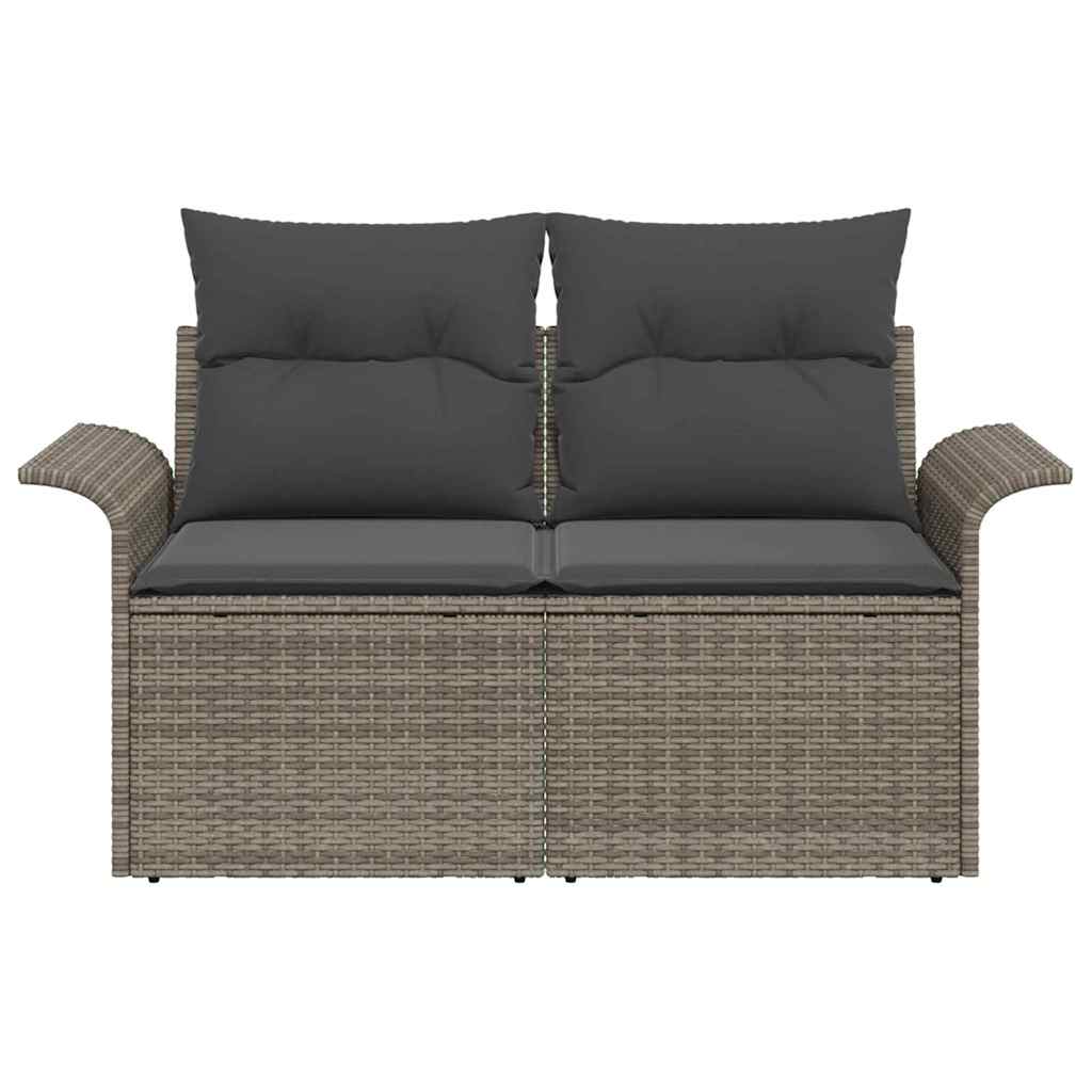 Garden Sofa with Cushion Grey 141 x 62 x 69cm Poly Rattan