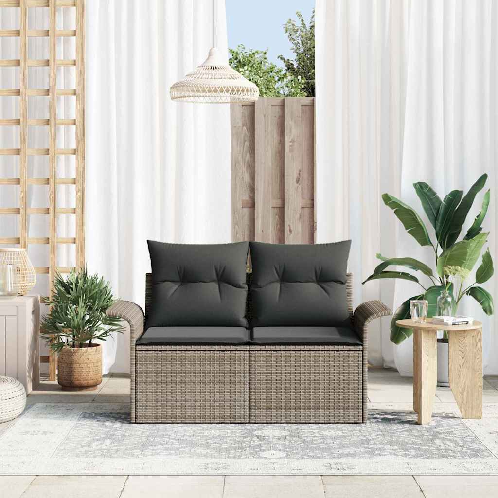 Garden Sofa with Cushion Grey 141 x 62 x 69cm Poly Rattan