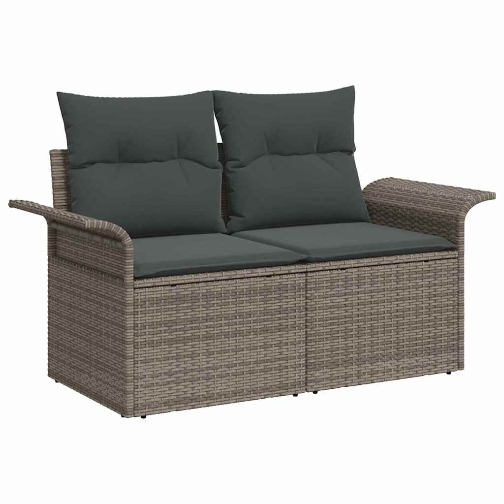 Garden Sofa with Cushion Grey 141 x 62 x 69cm Poly Rattan