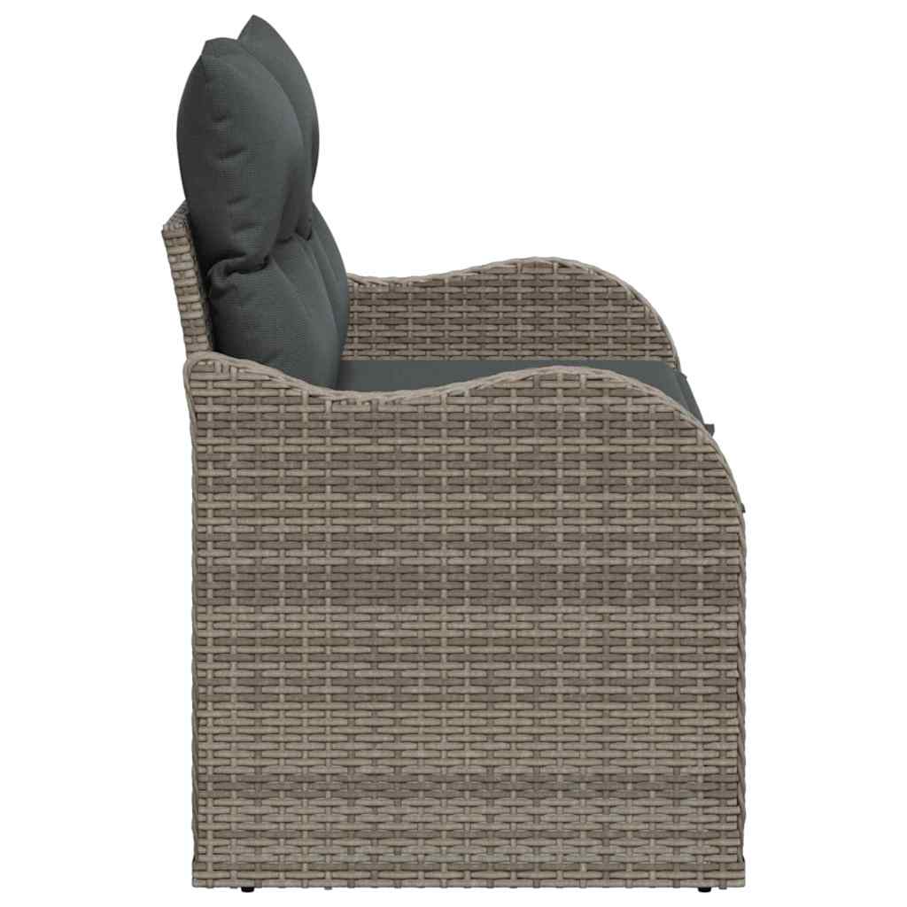Garden Sofa with Cushion Grey 121 x 62 x 69cm Poly Rattan