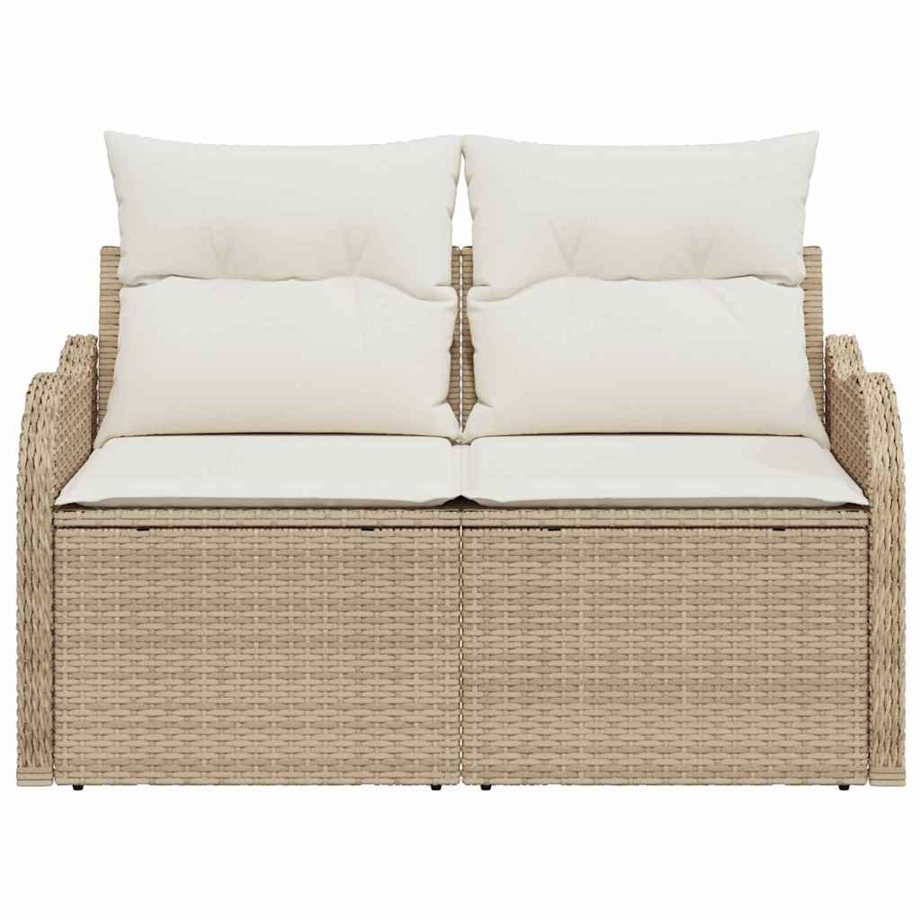 Garden Sofa with Cushion Beige 121 x 62 x 69cm Poly Rattan