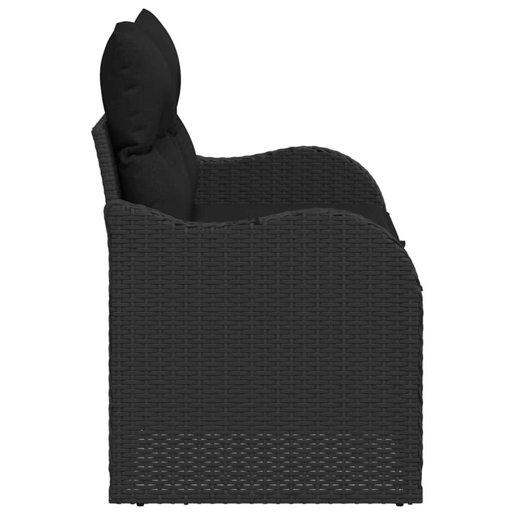 Garden Sofa with Cushion Black 121 x 62 x 69cm Poly Rattan