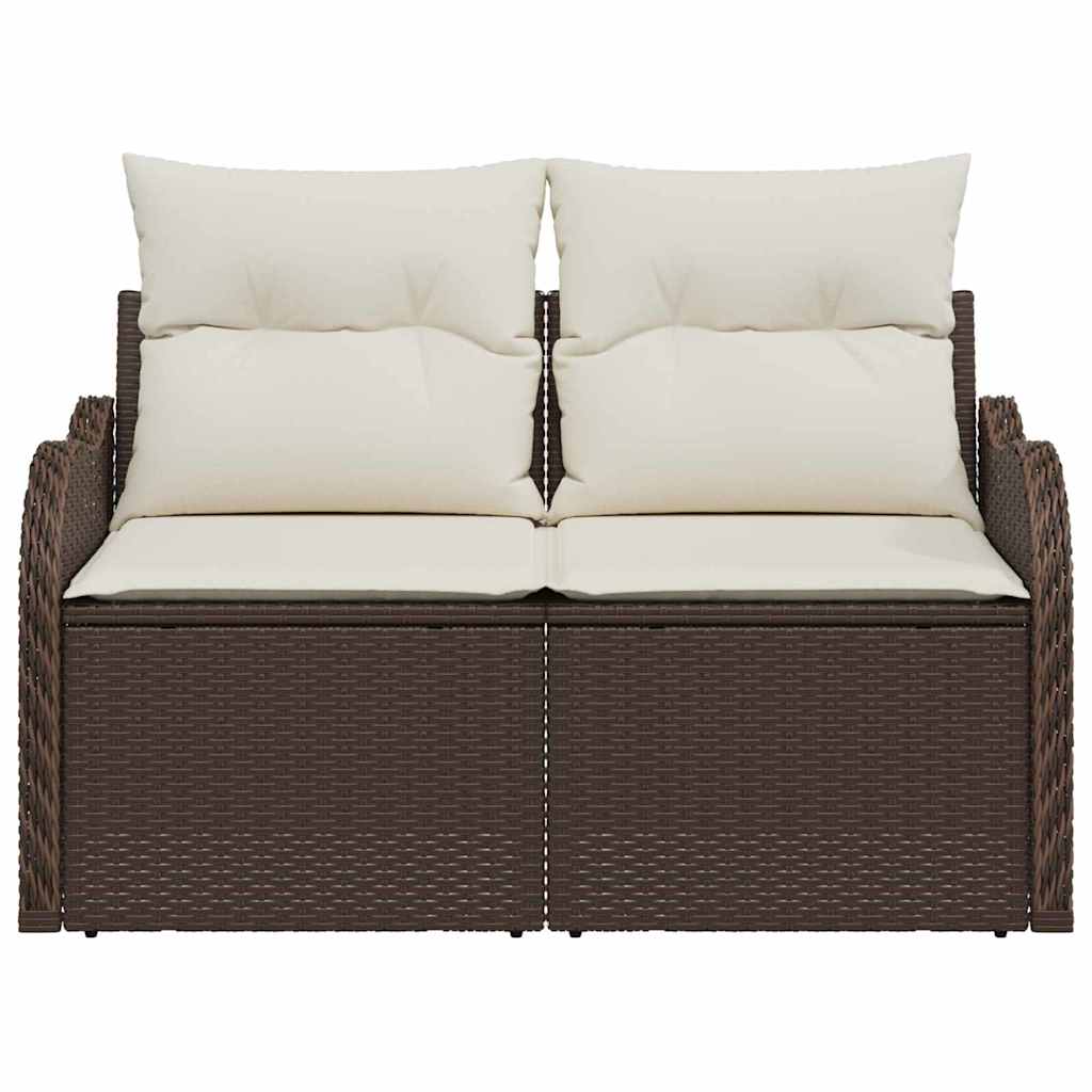 Garden Sofa with Cushion Brown 121 x 62 x 69cm Poly Rattan