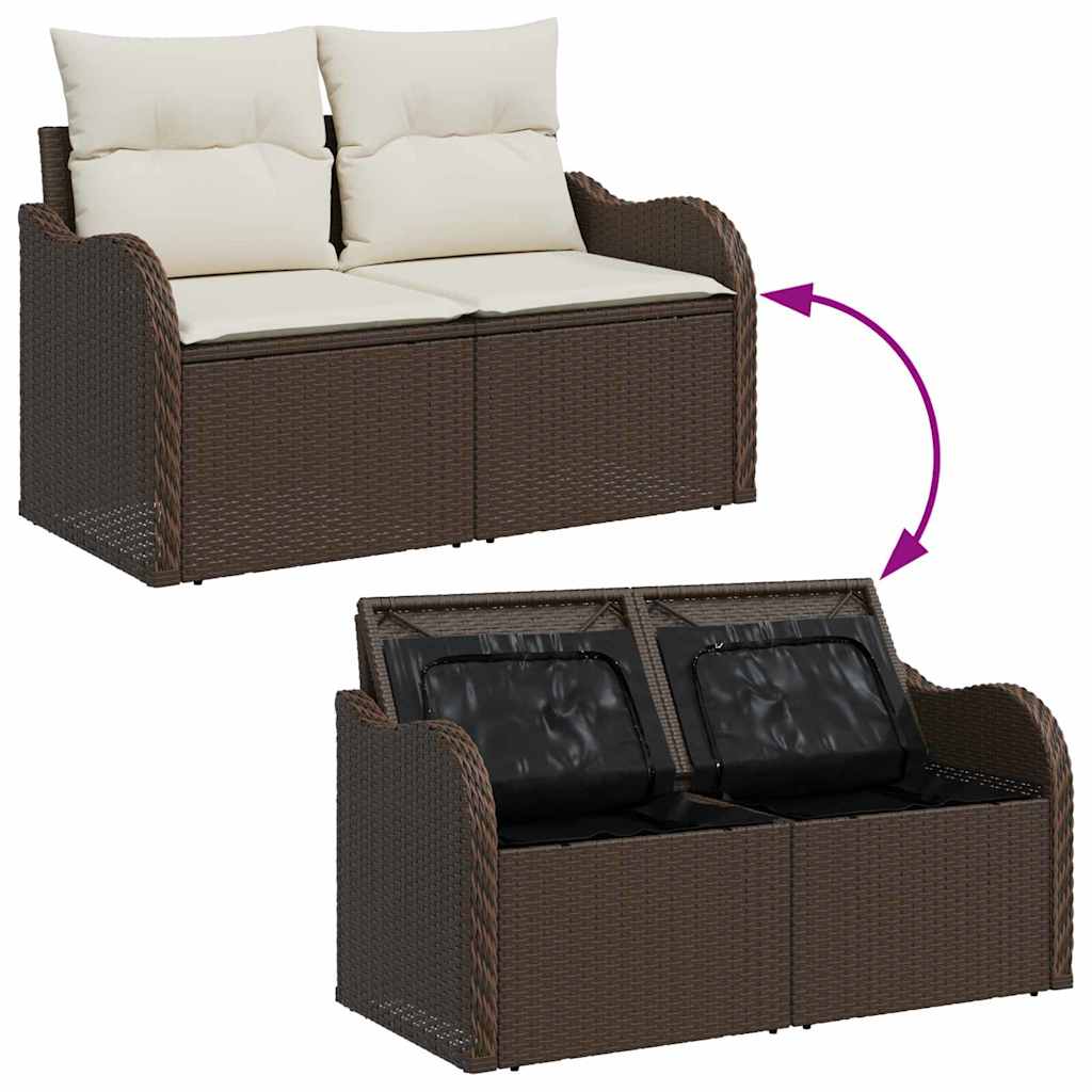 Garden Sofa with Cushion Brown 121 x 62 x 69cm Poly Rattan