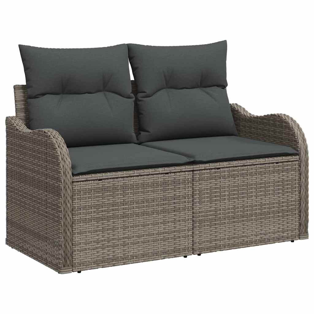 Garden Sofa with Cushion Grey 121 x 62 x 69cm Poly Rattan