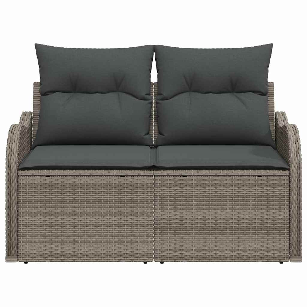 Garden Sofa with Cushion Grey 121 x 62 x 69cm Poly Rattan