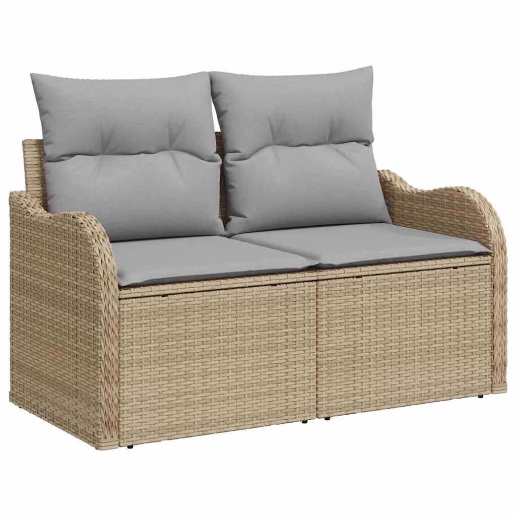 Garden Sofa with Cushion Beige 121 x 62 x 69cm Poly Rattan