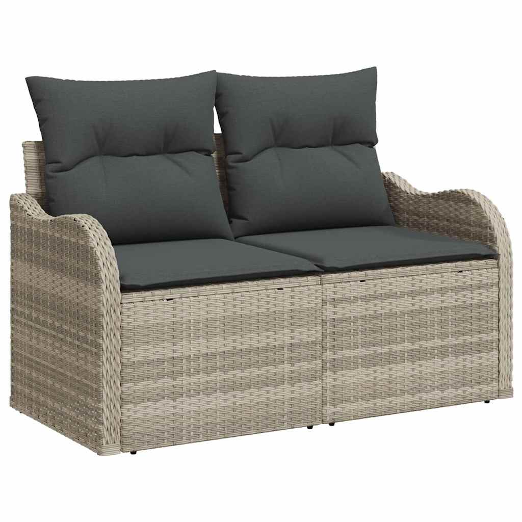 Garden Sofa with Cushion Light Grey 121 x 62 x 69cm Poly Rattan