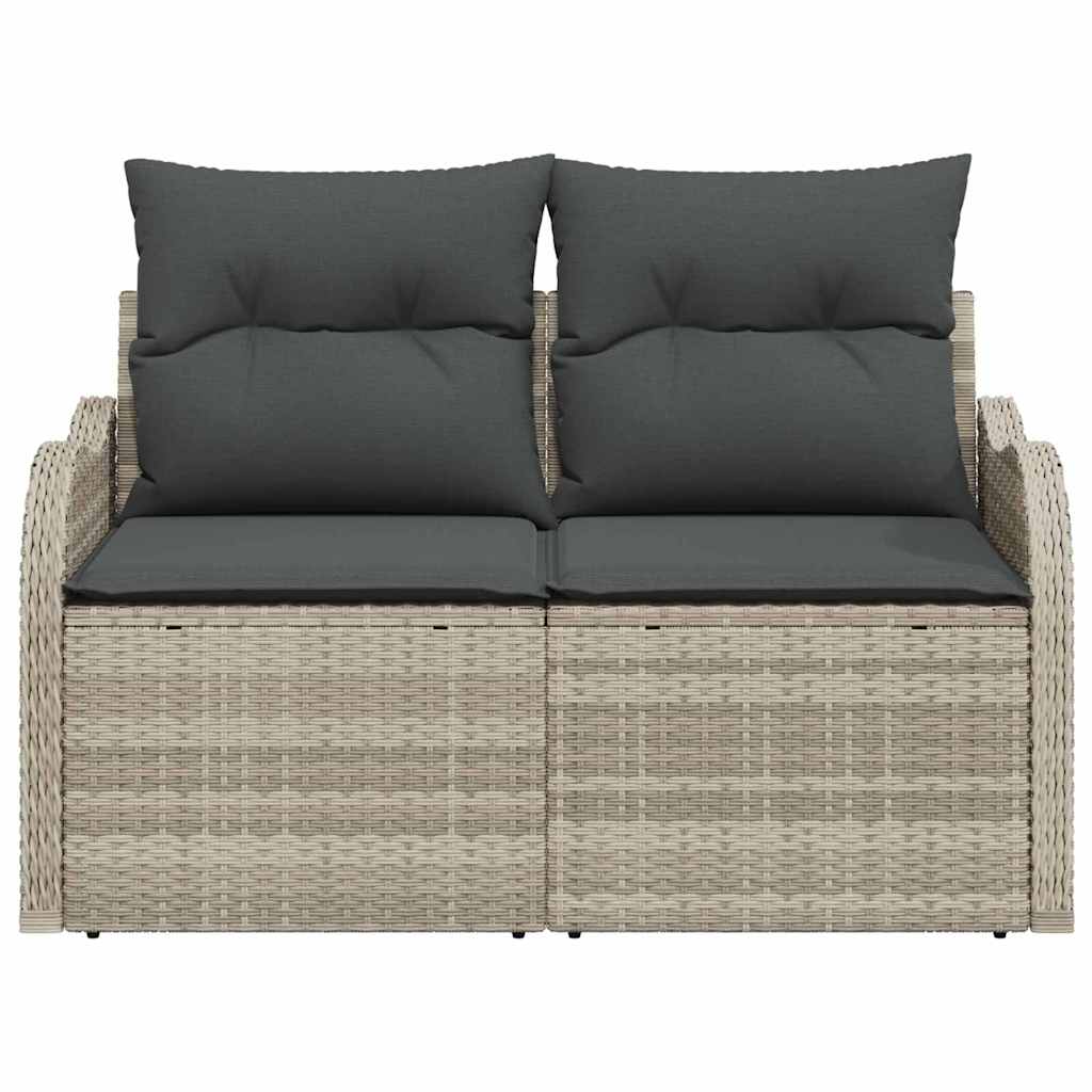 Garden Sofa with Cushion Light Grey 121 x 62 x 69cm Poly Rattan