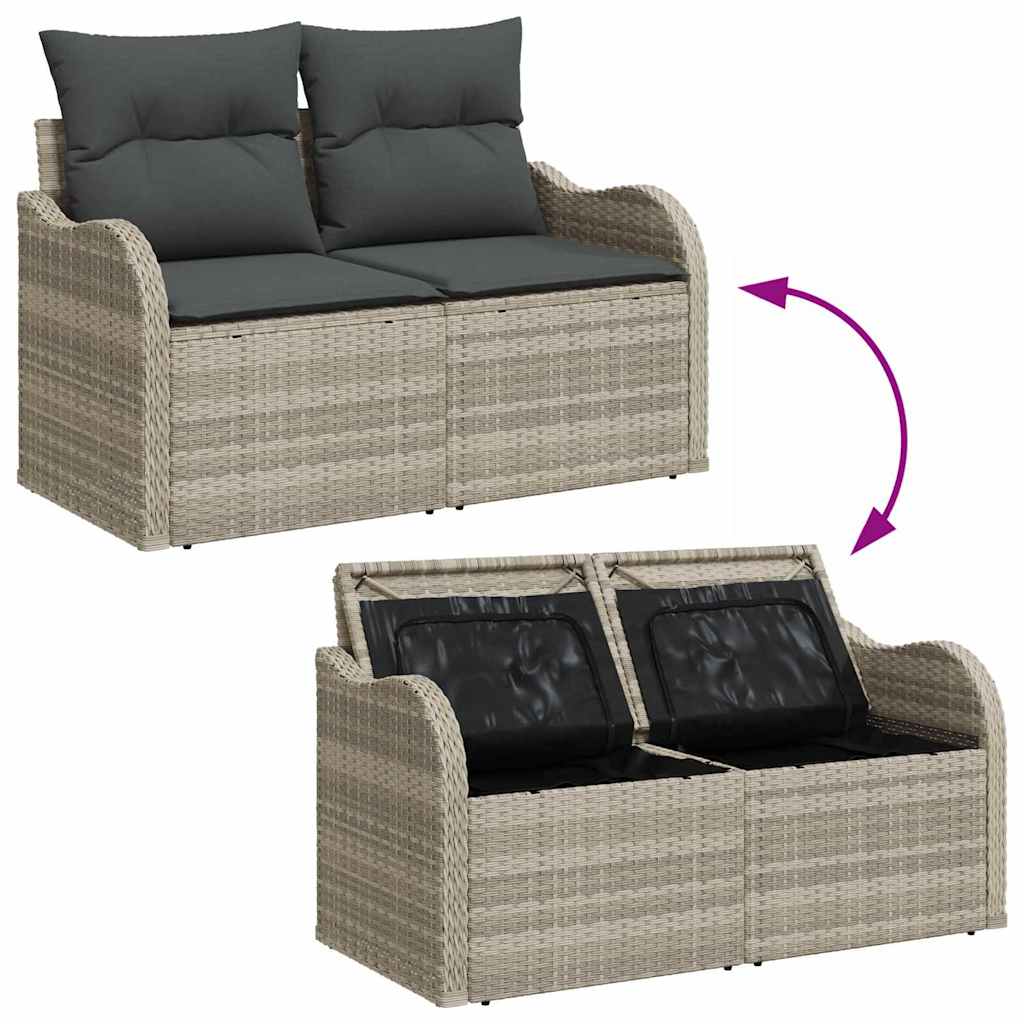 Garden Sofa with Cushion Light Grey 121 x 62 x 69cm Poly Rattan