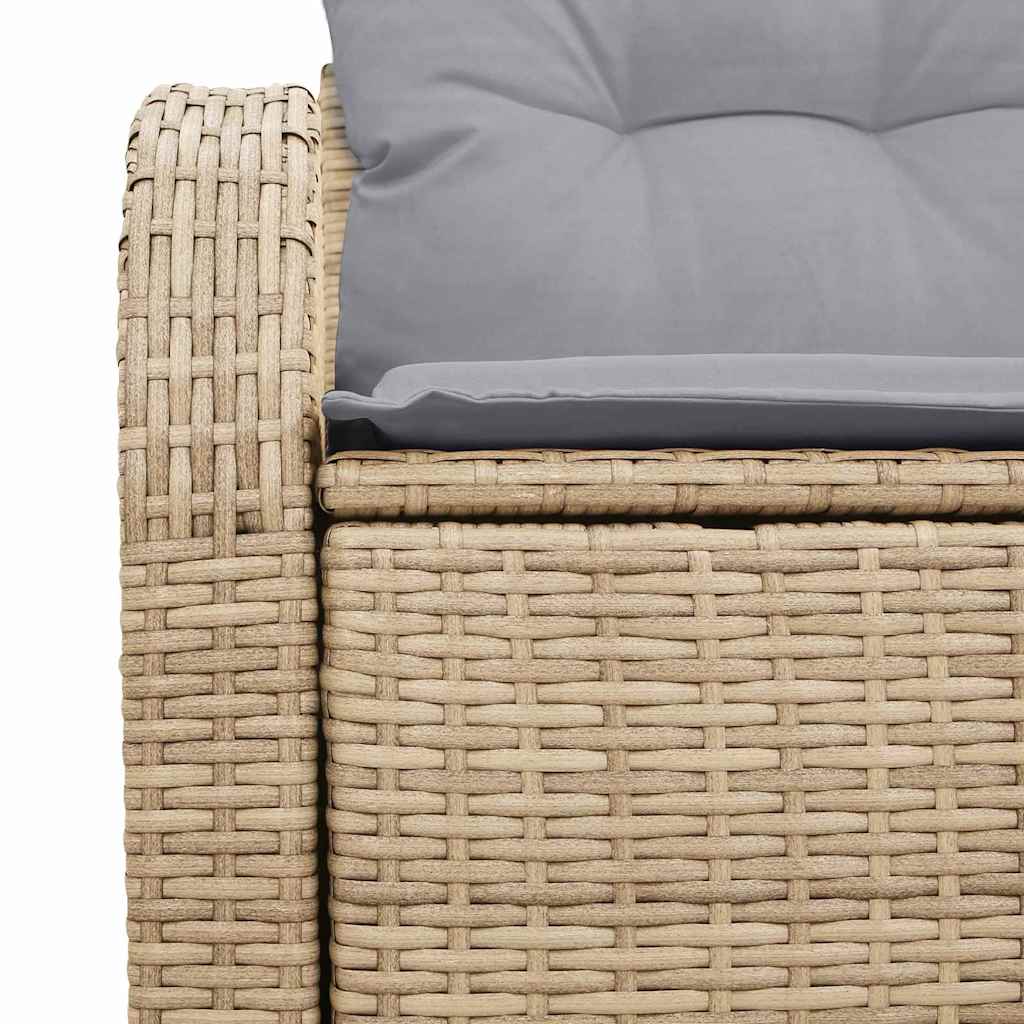 Garden Sofa with Cushion Beige 124 x 62 x 69cm Poly Rattan