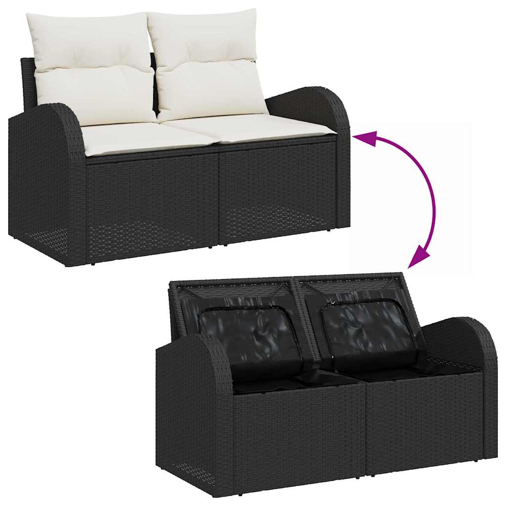 Garden Sofa Black 124 x 62 x 69cm Poly Rattan