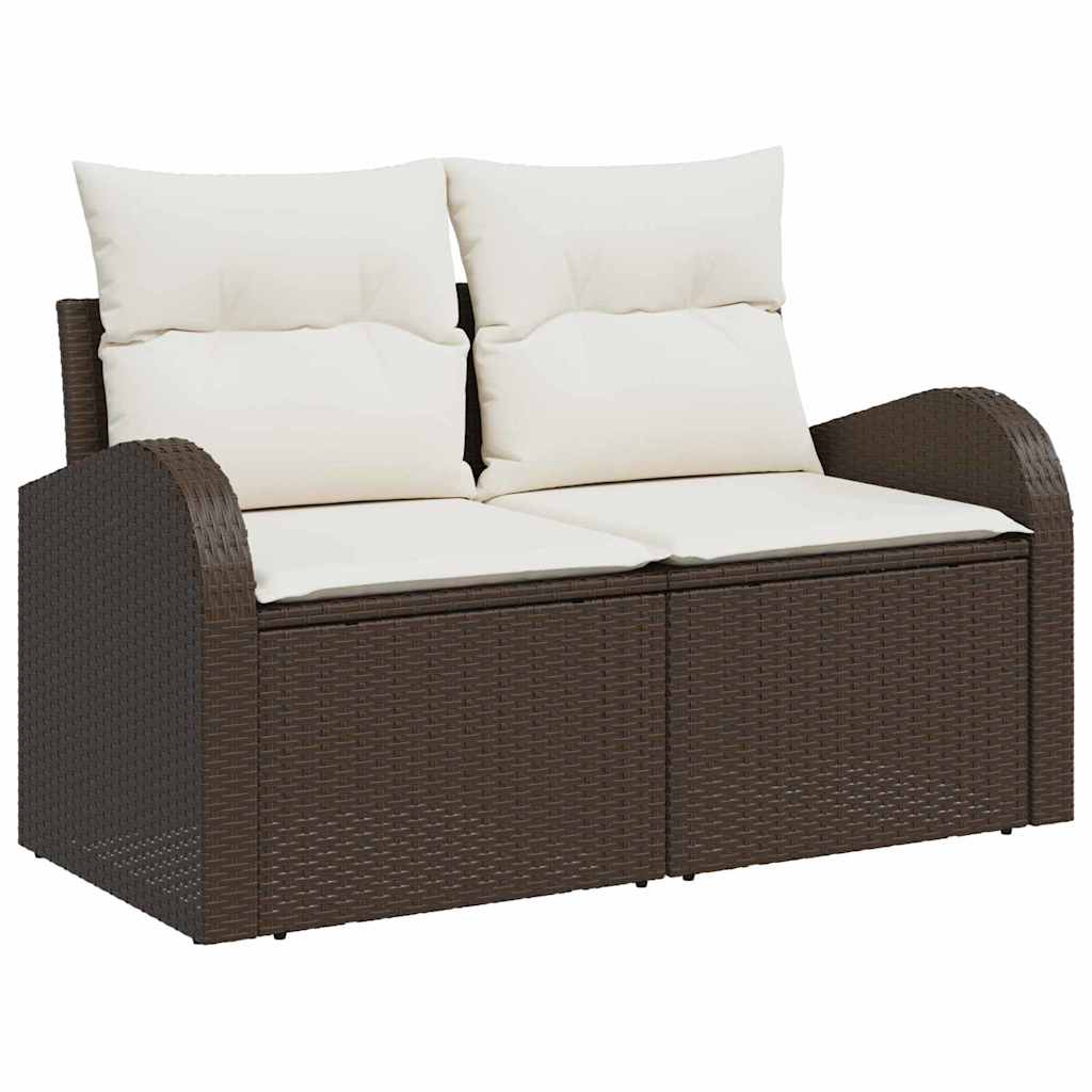 Garden Sofa with Cushion Brown 124 x 62 x 69cm Poly Rattan