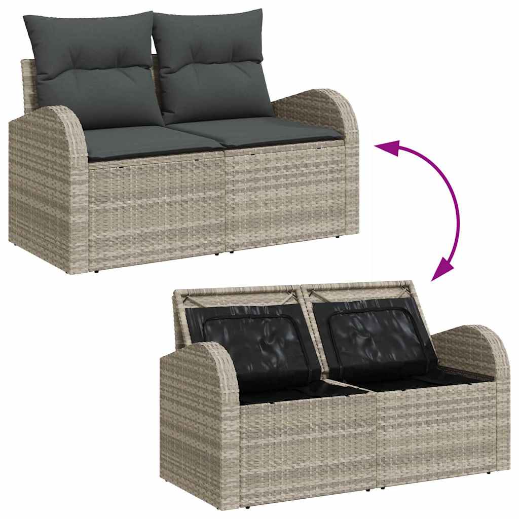 Garden Sofa with Cushion Light Grey 124 x 62 x 69cm Poly Rattan