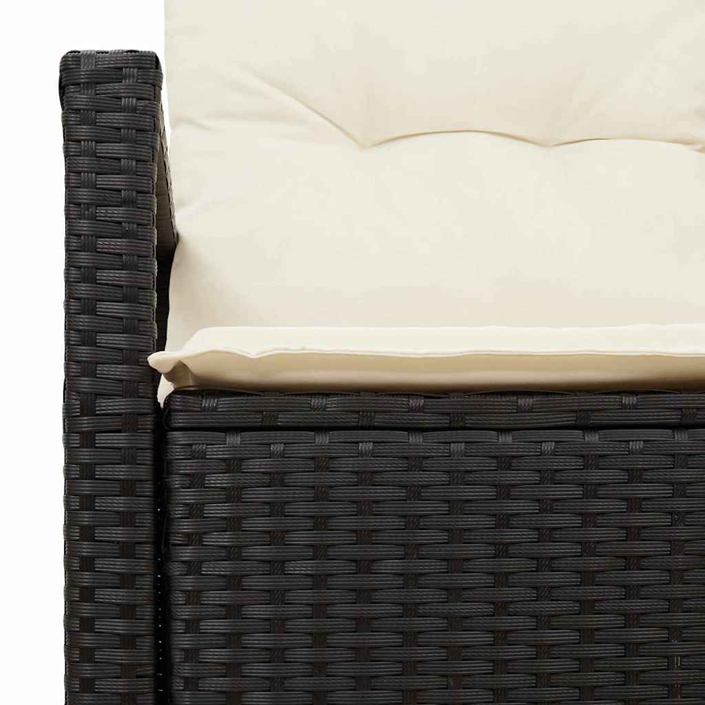 Garden Sofa with Cushion Black 120 x 62 x 69cm Poly Rattan
