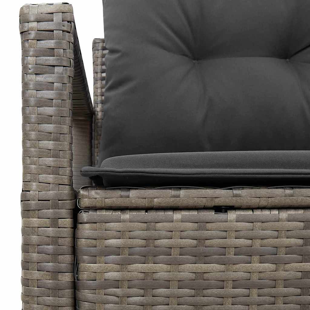 Garden Sofa with Cushion Grey 120 x 62 x 69cm Poly Rattan