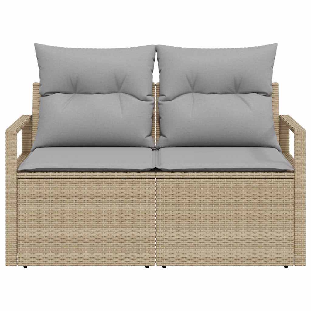 Garden Sofa with Cushion Beige 120 x 62 x 69cm Poly Rattan