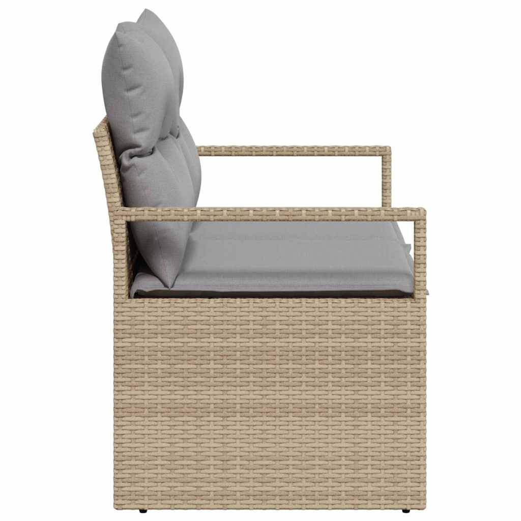 Garden Sofa with Cushion Beige 120 x 62 x 69cm Poly Rattan