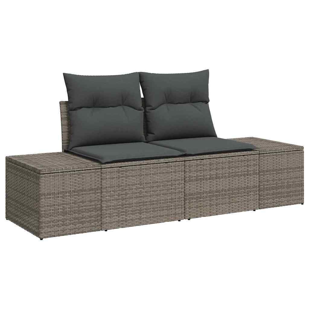 Garden Sofa with Cushion Grey 123 x 62 x 69cm Poly Rattan