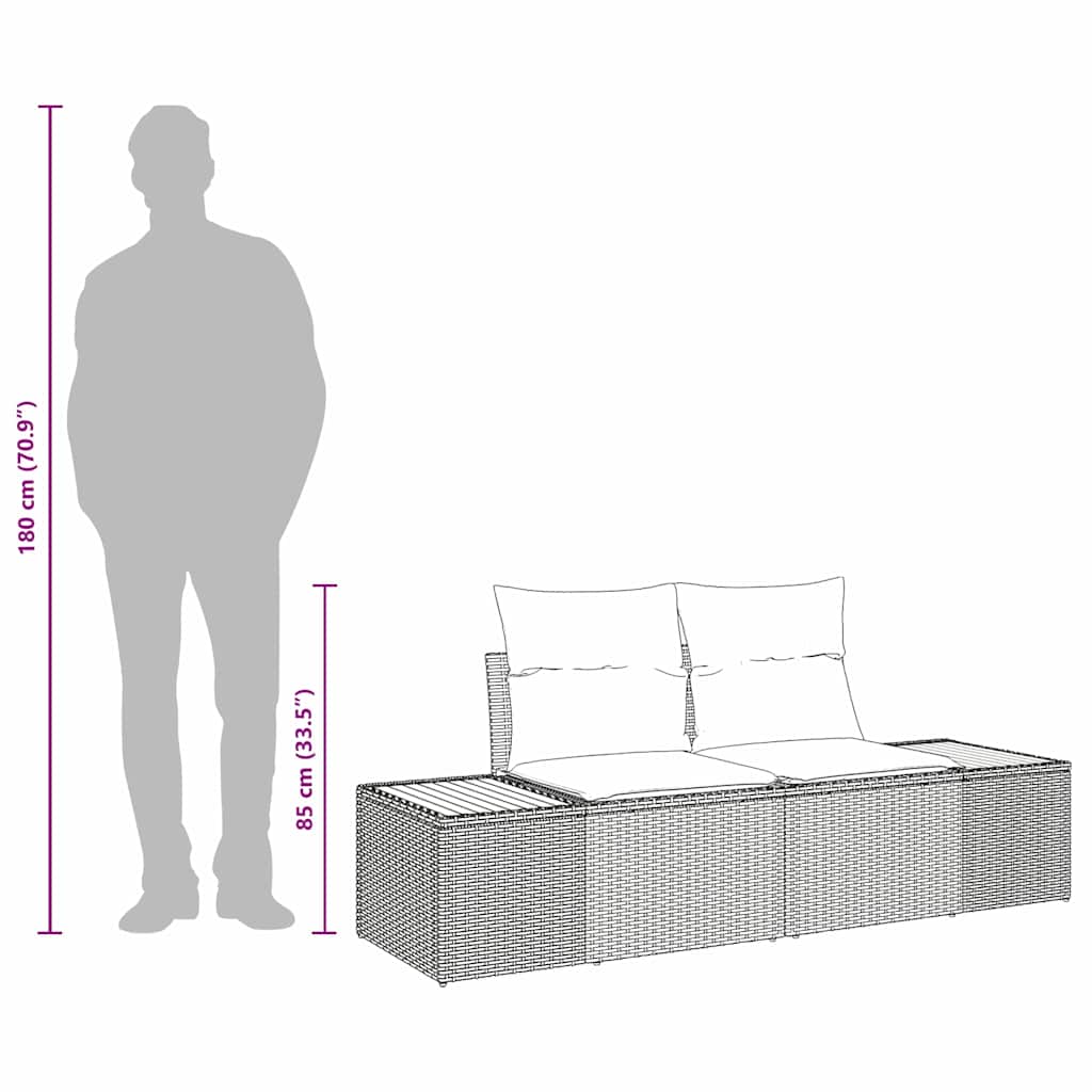 Garden Sofa Grey 184 x 62 x 85cm Poly Rattan