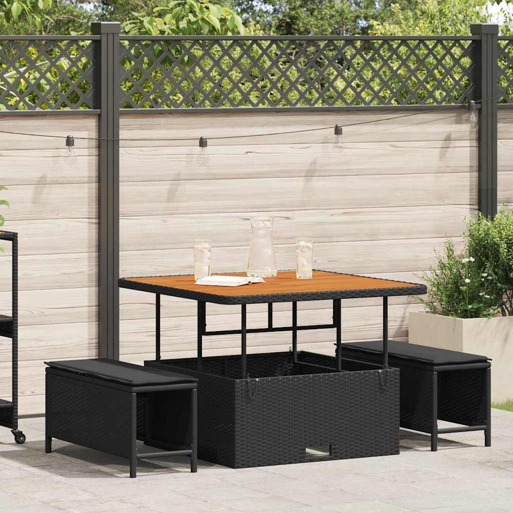Garden Dining Set Black Poly rattan
