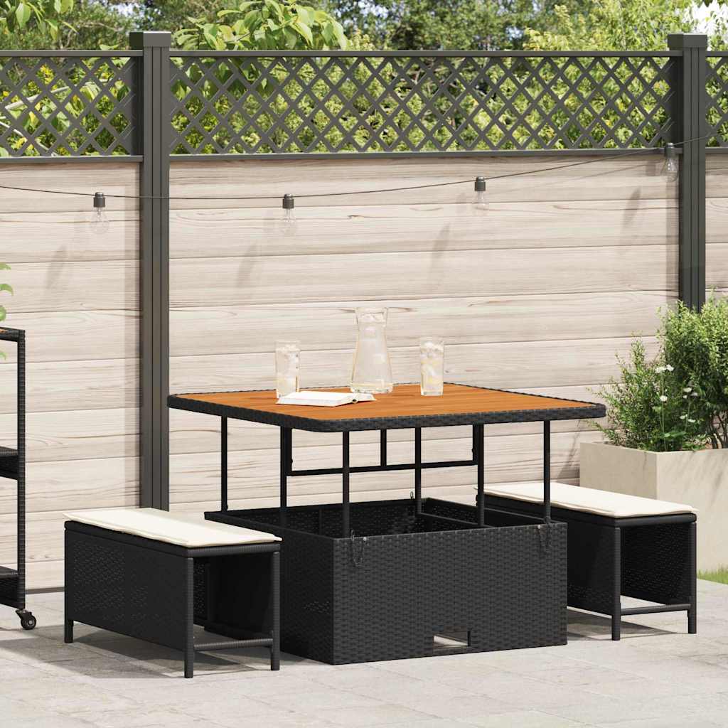 Garden Dining Set Black Poly rattan
