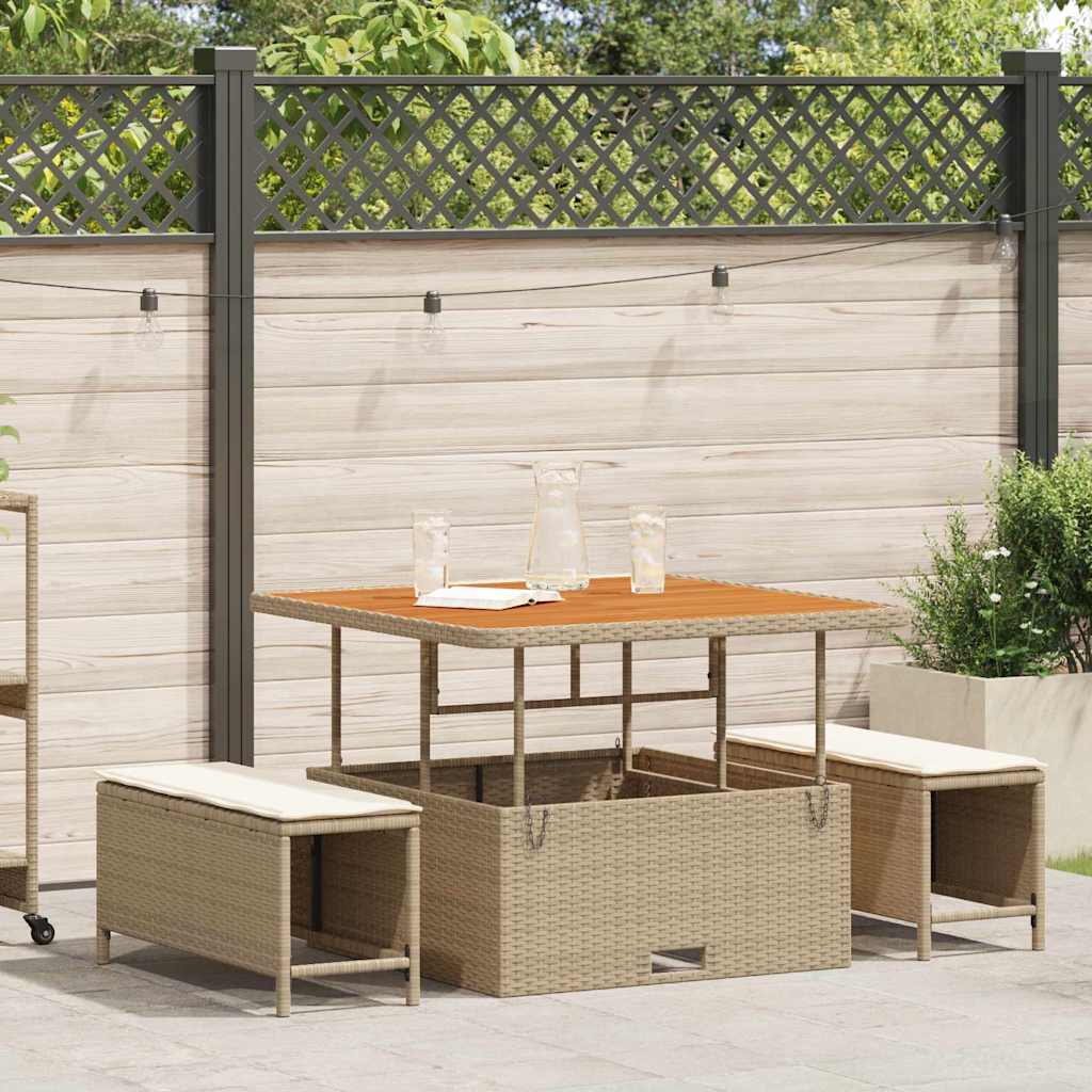 Garden Dining Set Beige Poly rattan