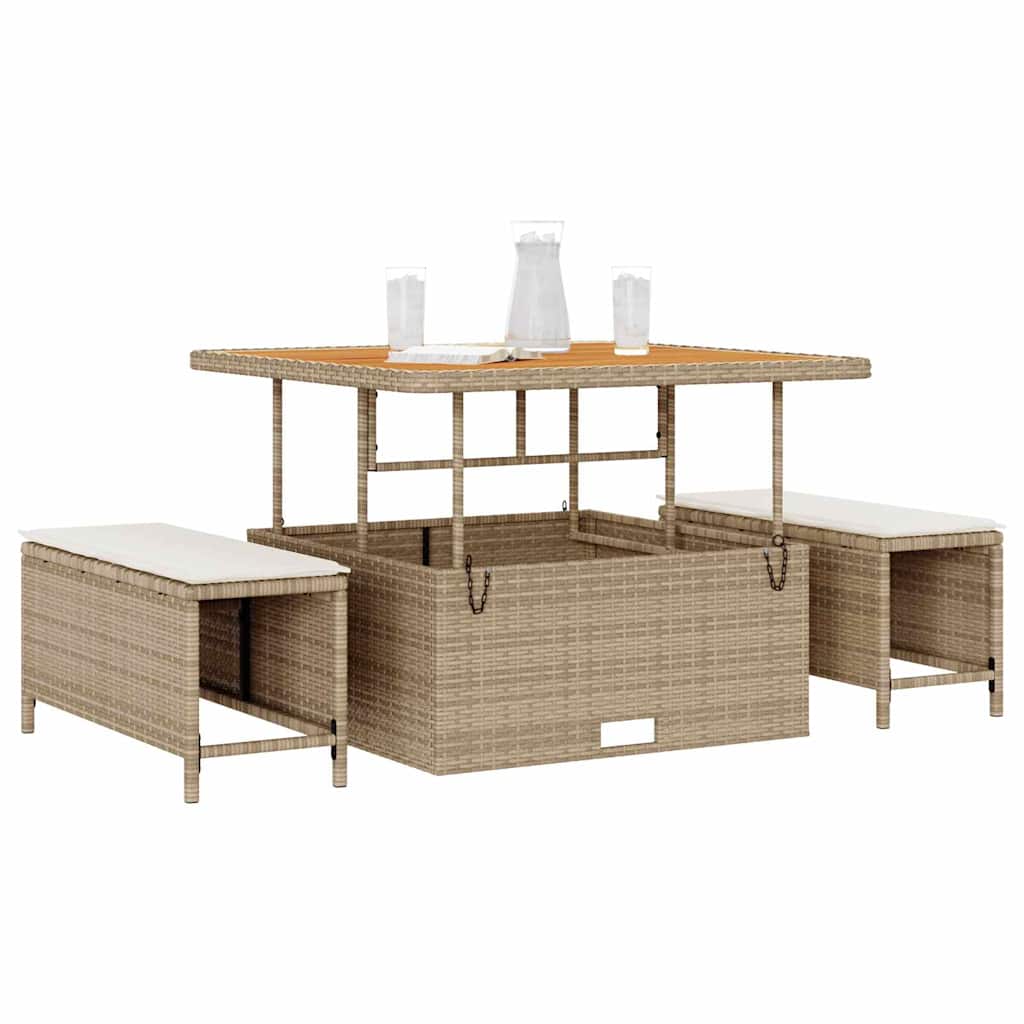 Garden Dining Set Beige Poly rattan
