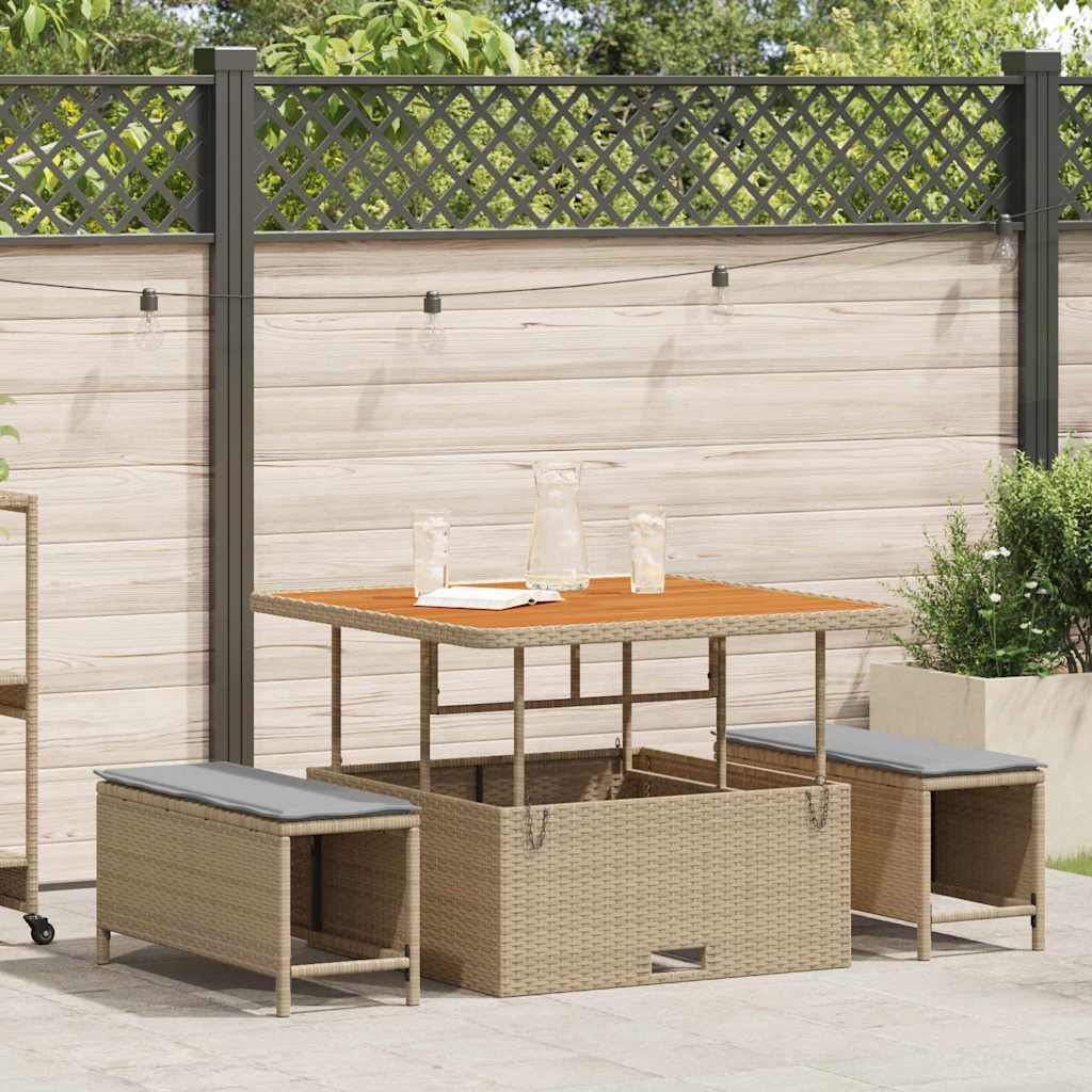 Garden Dining Set Beige Poly rattan
