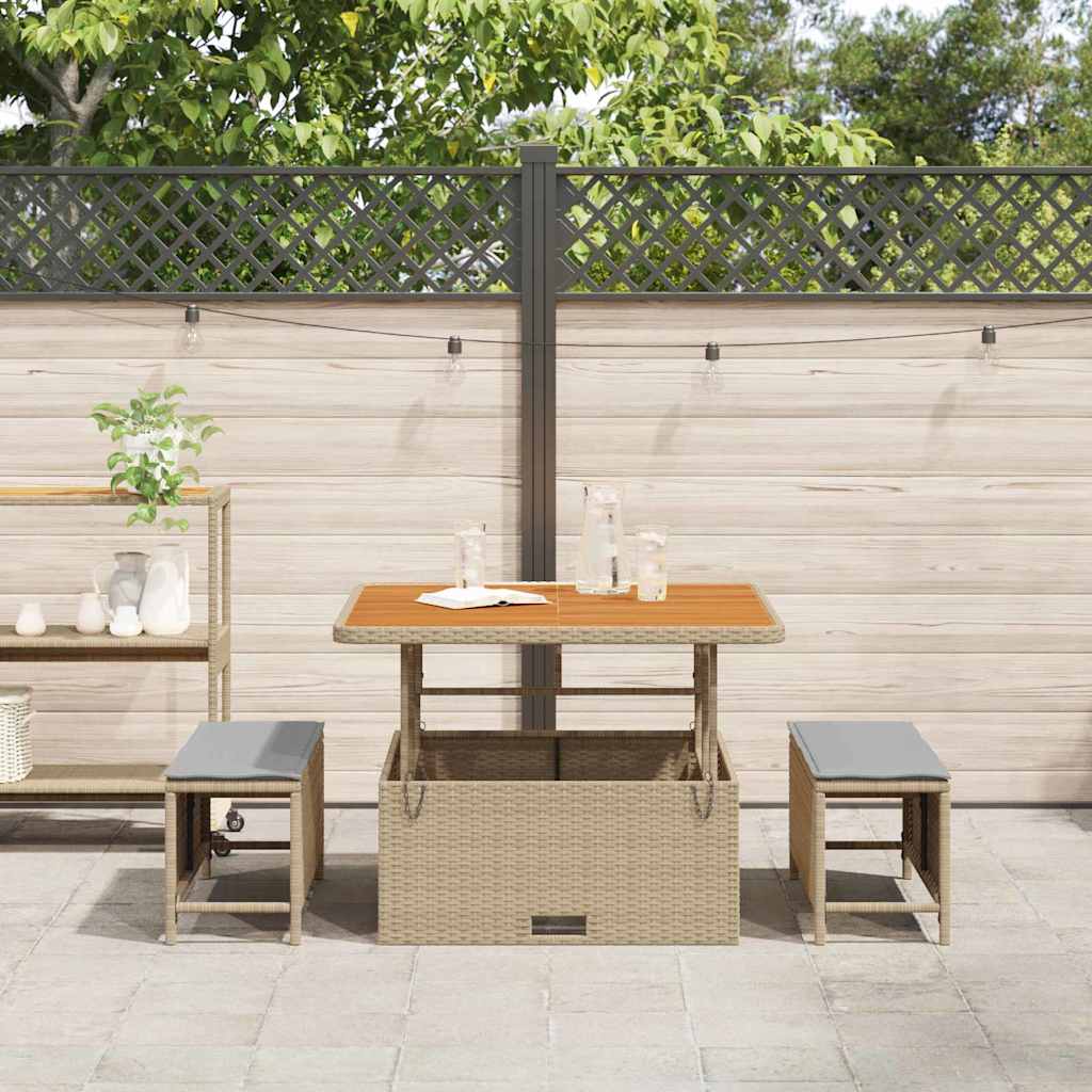 Garden Dining Set Beige Poly rattan