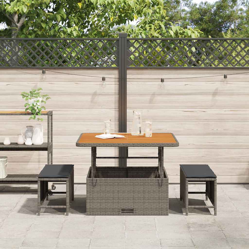 Garden Dining Set Grey Poly rattan