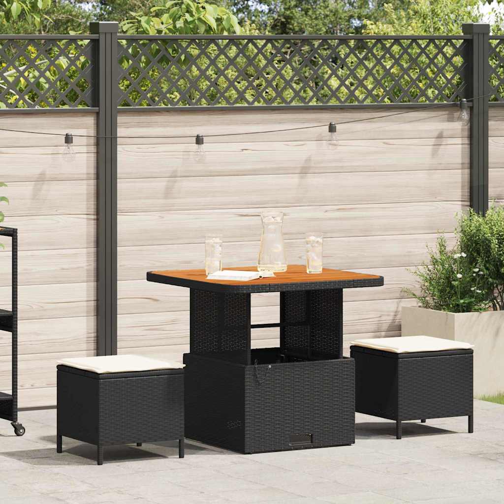Garden Dining Set Black Poly rattan
