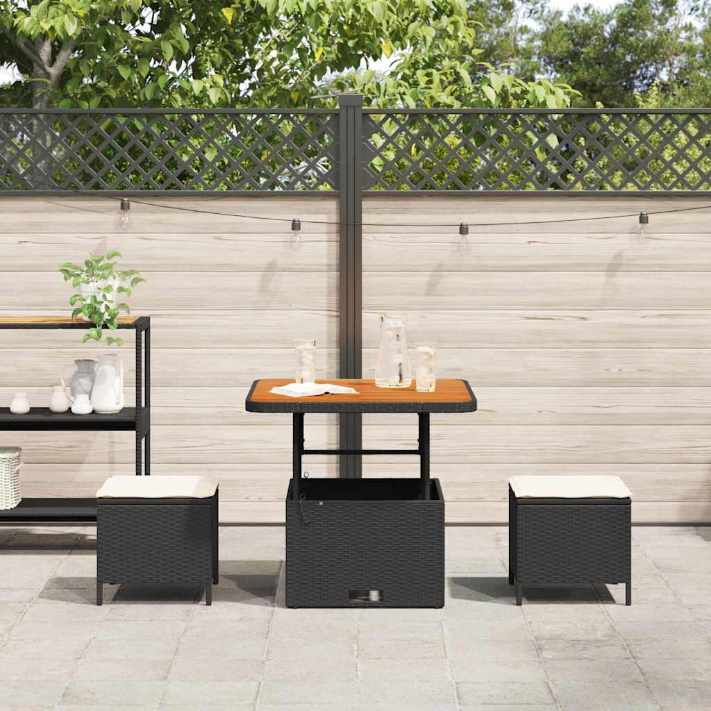 Garden Dining Set Black Poly rattan