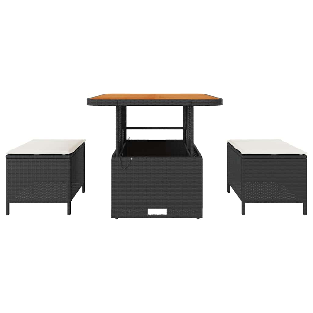 Garden Dining Set Black Poly rattan