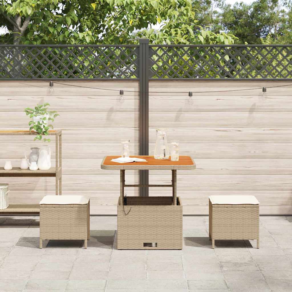 Garden Dining Set Beige Poly rattan