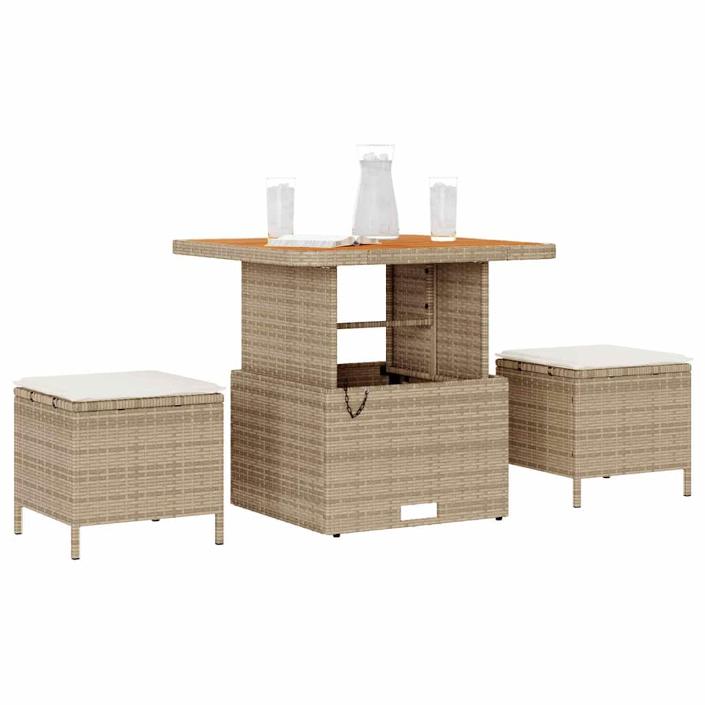 Garden Dining Set Beige Poly rattan