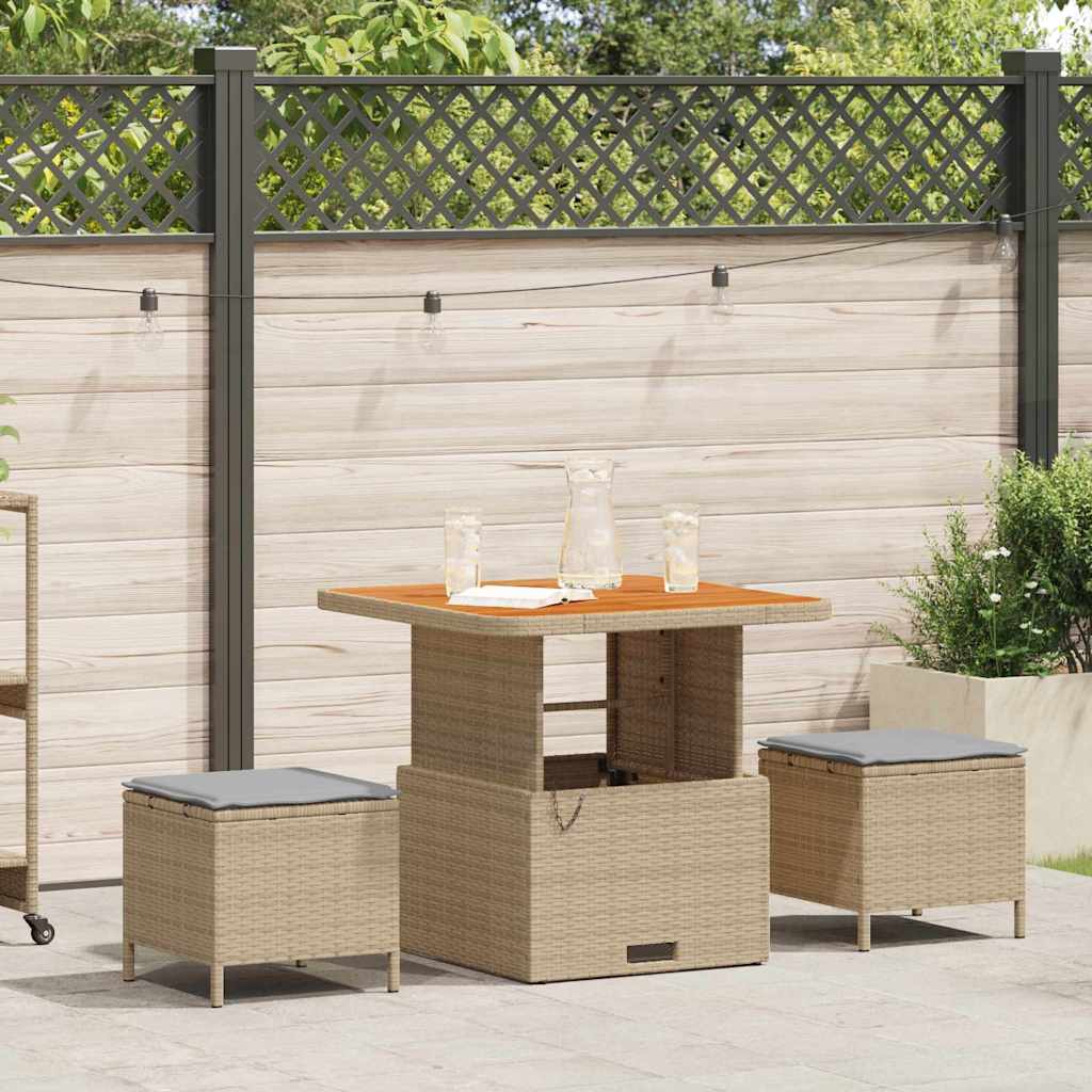Garden Dining Set Beige Poly rattan