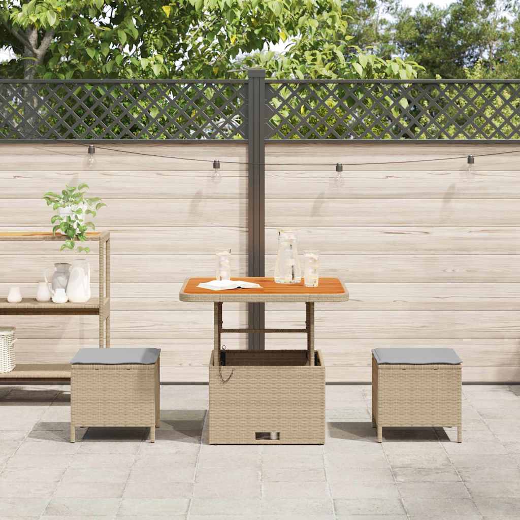 Garden Dining Set Beige Poly rattan