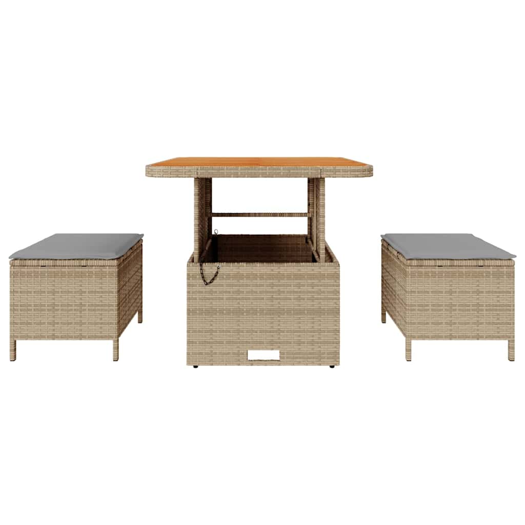 Garden Dining Set Beige Poly rattan