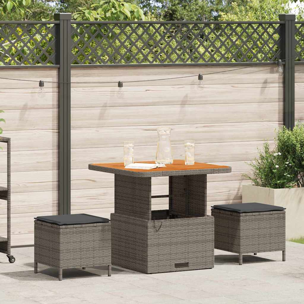Garden Dining Set Grey Poly rattan