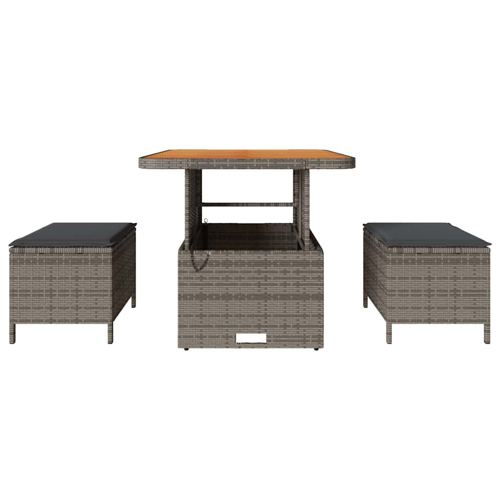 Garden Dining Set Grey Poly rattan